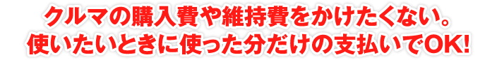 クルマの購入費や維持費をかけたくない。使いたいときに使った分だけの支払いでOK!