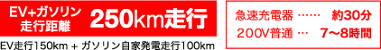 EV+ガソリン走行距離250km走行